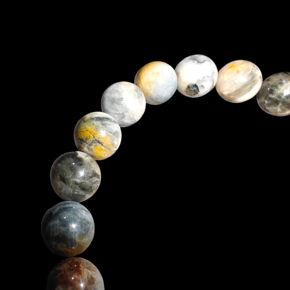 Eagle Eye Bracelet Natural Stones 10mm Unisex Stretch Bead Bracelet - Picture 3 of 4